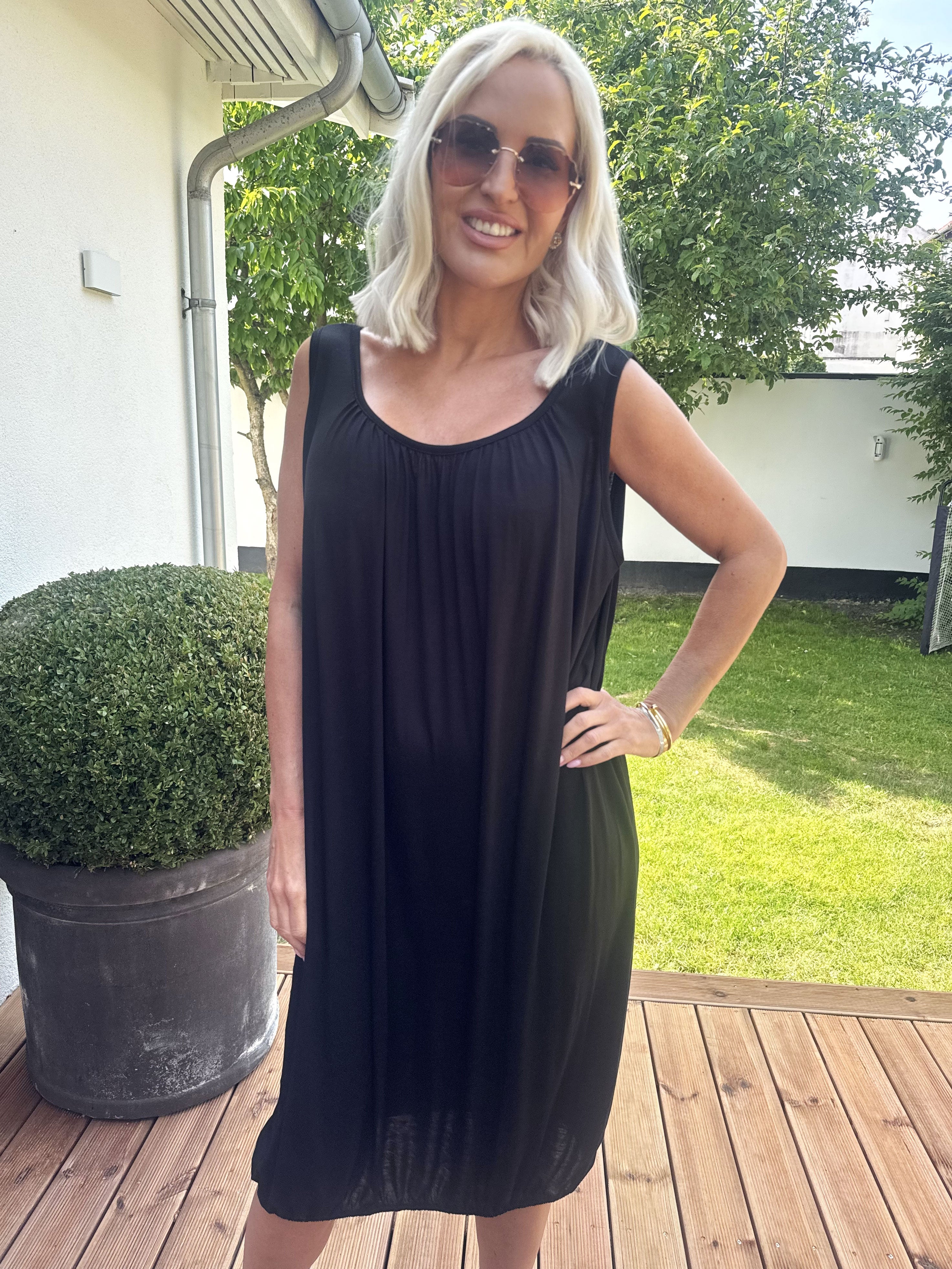 Miracle Sleeveless Dress - Basic klänning i viskos med resår nedtill